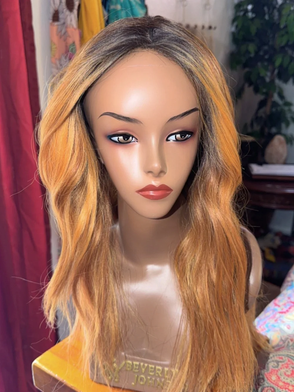 Women's Long Wavy Wig in Honey Orange Blend